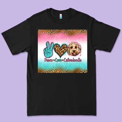 Peace Love Labradoodle Premium Tee Designed By Jasminsmagicworld