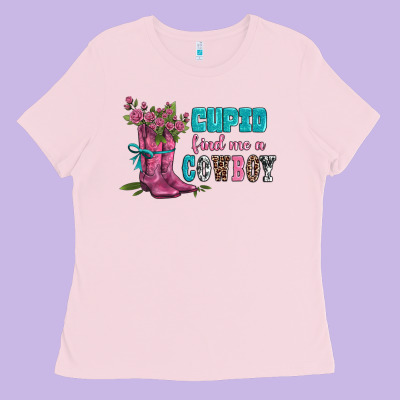 Velantines Day Cupid Find Me A Cowboy Ladies Tee Designed By Adodesignshop