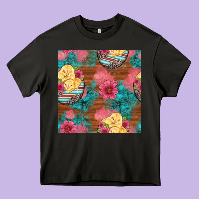 Hatched Egg Easter Chicks Seamless Pattern Heavy Core Tee Designed By Artiststas