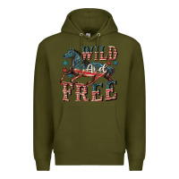 Army Green Wild and free 4th of july Premium Hoodie - CowGirlArtShop