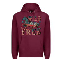 Burgundy Wild and free 4th of july Premium Hoodie - CowGirlArtShop