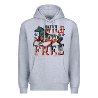 Heather Grey Wild and free 4th of july Premium Hoodie - CowGirlArtShop
