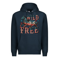 Navy Wild and free 4th of july Premium Hoodie - CowGirlArtShop