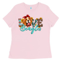 Bubblegum Pink love beagles Ladies Tee - Artiststas