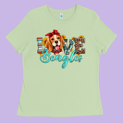 Love Beagles Ladies Tee Designed By Artiststas