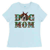 Baby Blue Western Christmas Dog Mom St Bernard Ladies Tee - RanaPortraitStore