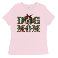 Bubblegum Pink Western Christmas Dog Mom St Bernard Ladies Tee - RanaPortraitStore