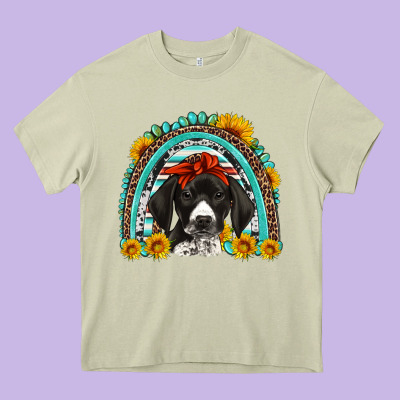 German Shorthaired Pointer Western Rainbow Heavy Core Tee Designed By Artiststas