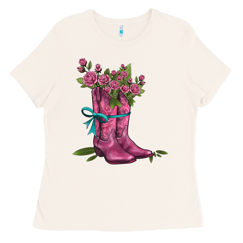 Valentines Day Western Boots And Roses Ladies Tee by AdoDesignShop | Teevron