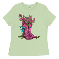 Matcha valentines day western boots and roses Ladies Tee - AdoDesignShop