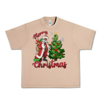 Burro Merry Christmas Black Santa Urban Heavy Tee - MaliasSmallBusiness