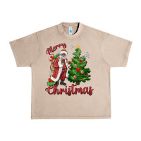 French Oak Merry Christmas Black Santa Urban Heavy Tee - MaliasSmallBusiness