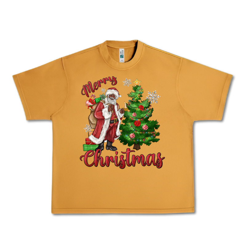 Merry Christmas Black Santa Urban Heavy Tee by MaliasSmallBusiness | Teevron