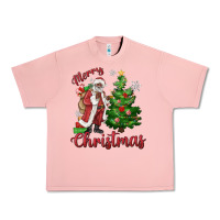 Salmon Merry Christmas Black Santa Urban Heavy Tee - MaliasSmallBusiness