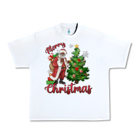 White Merry Christmas Black Santa Urban Heavy Tee - MaliasSmallBusiness