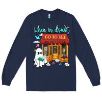 Navy when in doubt go to the bookstore Long Sleeve Tee - Artiststas