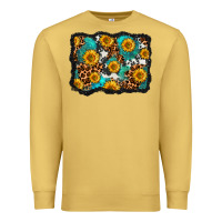 Antique Gold cowhide leopard turquoise sunflowers pattern olivia Premium Sweatshirt - OliviaCreatesArt