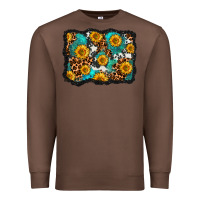 Chestnut cowhide leopard turquoise sunflowers pattern olivia Premium Sweatshirt - OliviaCreatesArt