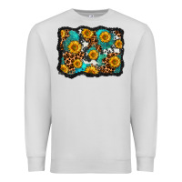 Dove Grey cowhide leopard turquoise sunflowers pattern olivia Premium Sweatshirt - OliviaCreatesArt