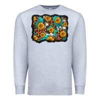 Heather Grey cowhide leopard turquoise sunflowers pattern olivia Premium Sweatshirt - OliviaCreatesArt