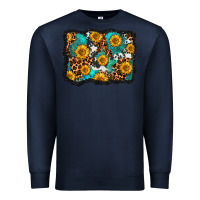 Navy cowhide leopard turquoise sunflowers pattern olivia Premium Sweatshirt - OliviaCreatesArt