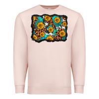 Pale Pink cowhide leopard turquoise sunflowers pattern olivia Premium Sweatshirt - OliviaCreatesArt