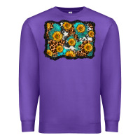 Purple cowhide leopard turquoise sunflowers pattern olivia Premium Sweatshirt - OliviaCreatesArt