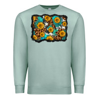 Seafoam cowhide leopard turquoise sunflowers pattern olivia Premium Sweatshirt - OliviaCreatesArt