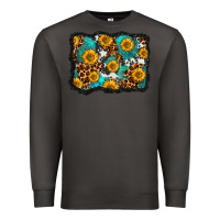 Smoke cowhide leopard turquoise sunflowers pattern olivia Premium Sweatshirt - OliviaCreatesArt