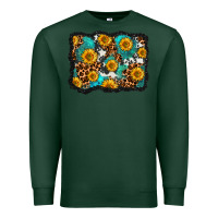 Sports Green cowhide leopard turquoise sunflowers pattern olivia Premium Sweatshirt - OliviaCreatesArt