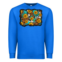 True Royal cowhide leopard turquoise sunflowers pattern olivia Premium Sweatshirt - OliviaCreatesArt