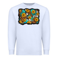 White cowhide leopard turquoise sunflowers pattern olivia Premium Sweatshirt - OliviaCreatesArt