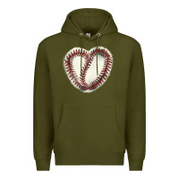 Army Green Baseball ball heart Premium Hoodie - HowdyJamesFarm