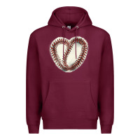 Burgundy Baseball ball heart Premium Hoodie - HowdyJamesFarm