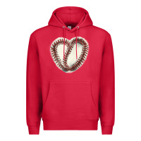 Cardinal Baseball ball heart Premium Hoodie - HowdyJamesFarm