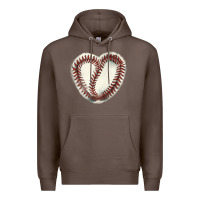 Coffee Baseball ball heart Premium Hoodie - HowdyJamesFarm
