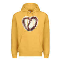 Mustard Baseball ball heart Premium Hoodie - HowdyJamesFarm
