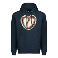 Navy Baseball ball heart Premium Hoodie - HowdyJamesFarm