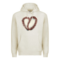 Oatmeal Heather Baseball ball heart Premium Hoodie - HowdyJamesFarm