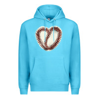 Ocean Blue Baseball ball heart Premium Hoodie - HowdyJamesFarm