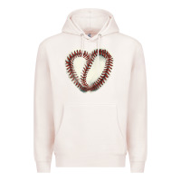 Pale Pink Baseball ball heart Premium Hoodie - HowdyJamesFarm