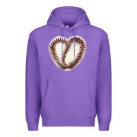 Purple Baseball ball heart Premium Hoodie - HowdyJamesFarm
