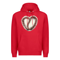 Red Baseball ball heart Premium Hoodie - HowdyJamesFarm