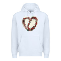White Baseball ball heart Premium Hoodie - HowdyJamesFarm
