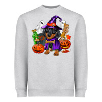 Heather Grey Halloween dachshund puppy dog Heavyweight Sweatshirt - RanaPortraitStore