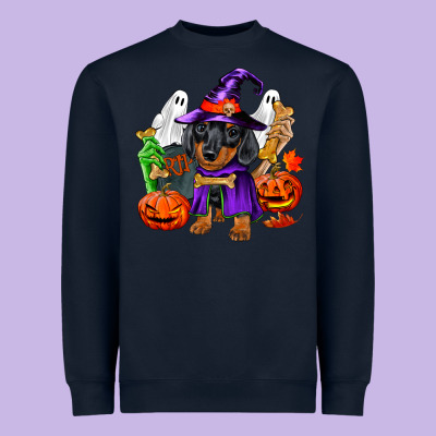Halloween Dachshund Puppy Dog Heavyweight Sweatshirt Designed By Ranaportraitstore