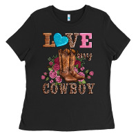 Black valentines day love my cowboy Ladies Tee - AdoDesignShop