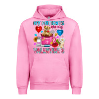 Fuchsia Pink My Patients is Valentines Urban Hoodie - CowhideDigitalArt
