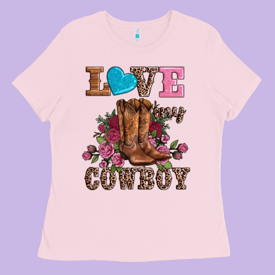 Valentines Day Love My Cowboy Ladies Tee Designed By Adodesignshop