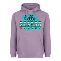 Lavender Hello Summer Serape Turquoise Heavyweight Hoodie - CowCowDesign